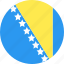 and, bosnia, circle, country, flag, herzegovina, nation 