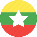 circle, country, flag, myanmar, nation