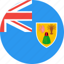 caicos, circle, country, flag, islands, nation, turks