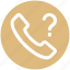 call, communication, contact, landline, phone, question mark, telephone 