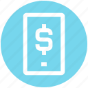 business, cell, dollar, mobile, phone, sign, smartphone 
