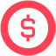 circle, coin, currency, dollar, mark, money, sign 