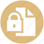 document, file, lock, page, paper, protect, security 