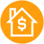 dollar, home, house, hut, money, property, property value 