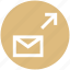 arrow, email, envelope, letter, mail, message, send 