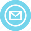 circle, closed, email, envelope, letter, mail, message 