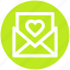 email, envelope, favorite, heart, letter, mail, message 