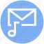 email, envelope, letter, mail, message, multimedia, music note 