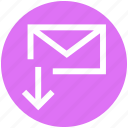 down arrow, email, envelope, letter, mail, message, receive