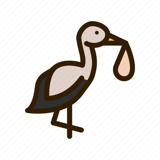 Birds, animal, white, stork, black, baby icon - Download on Iconfinder