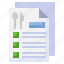 checklist, menu, plate, fork, knife 