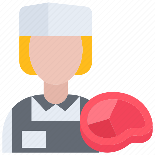 Seller, steak, woman, meat, butcher, food icon - Download on Iconfinder
