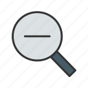 zoom out, magnifying glass, minus, reduce, minimize, loupe, find, search