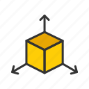 box, cube, coordinate system, hexahedron, isometric, dimensions, grid