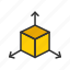 box, cube, coordinate system, hexahedron, isometric, dimensions, grid 