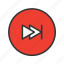 fast forward, next, skip button, jump to end, right arrows, media player, last, continue 