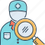 doctor, doctor search, magnifying, paramedic, professional, search 