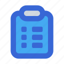 clipboard, document, checklist, list, report