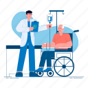 doctor, elderly, patient, wheelchair, healthcare, mecical 