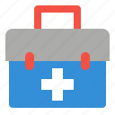 cross, first, kit, medical, suitcase 
