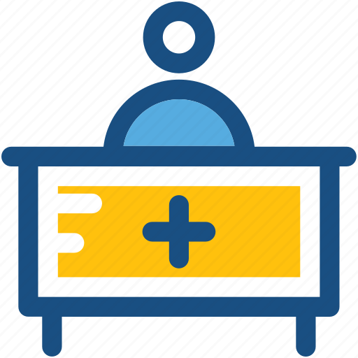 Front desk, front office, hospital reception, reception, receptionist icon - Download on Iconfinder