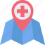 location, map, medical, navigation, pin, pointer 