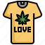 shirt, t, weed, cannabis, botanical 