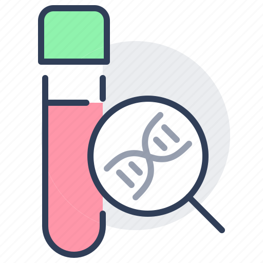 Dna, test, tube, magnifier, analysis icon - Download on Iconfinder