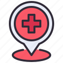 healthcare, hospital, location, map, pin