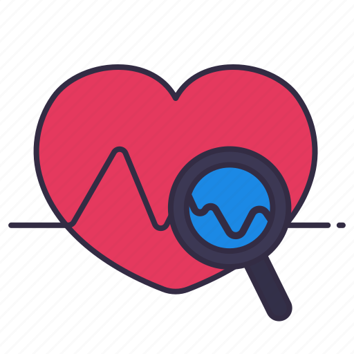 Checking, echo, healthcare, heart, magnifying glass, medical, mental icon - Download on Iconfinder