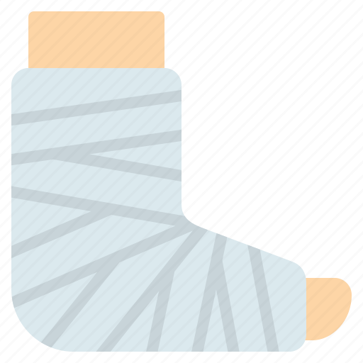 Bandage, broken bone, broken leg, foot, fracture, plaster, splint icon - Download on Iconfinder