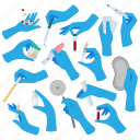 medical, gloves, flat, icons, set, doctor, single, elements, symbol