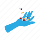 flat, icon, pills, medical, equipment, doctor, hand, healthcare, gloves