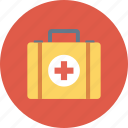 cross, first aid, kit, medical, medical kit, suitcase
