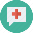 bubble, chat, cross, health, medical, support