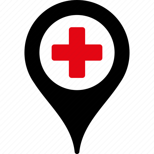 Ambulance base, clinic marker, doctor office, emergency entrance, hospital building, map pointer, medical company icon - Download on Iconfinder