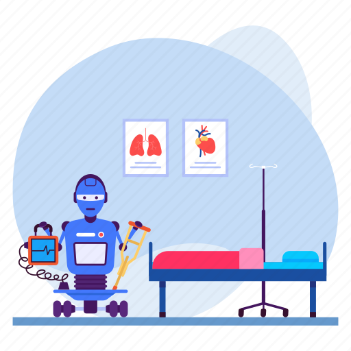 Medical bed, ecg device, human lungs, medical scenes, gait training, robotic assisted, medical technician illustration - Download on Iconfinder
