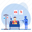 hospital bed, robot caregiver, healthcare automation, patient recovery, accident, emergency, treatment 