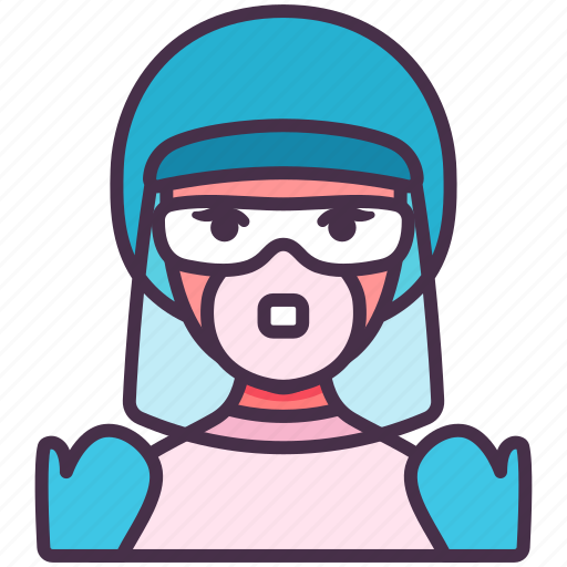 Coronavirus, doctor, face shield, female, medical, n95 mask, surgeon icon - Download on Iconfinder
