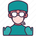 avatar, doctor, glasses, male, man, medical, surgeon