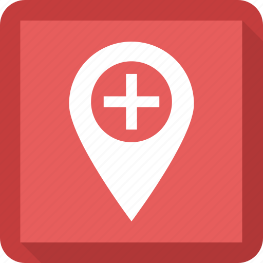 Hospital location, medical location, navigation icon - Download on Iconfinder