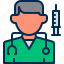 avatar, doctor, injection, male, medical, people, sthethoscope 