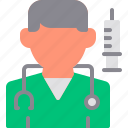 avatar, doctor, injection, male, medical, people, sthethoscope