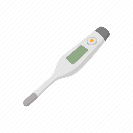 Cartoon, electronic, medical, medicine, temperature, thermometer, white icon - Download on Iconfinder