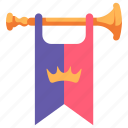 medieval, kingdom, king, royal, horn, flag, trumpet