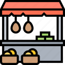 stall, groceries, merchant, market, retail