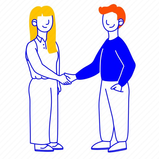 Meeting, illus, create, outline, couple, handshake, business illustration - Download on Iconfinder