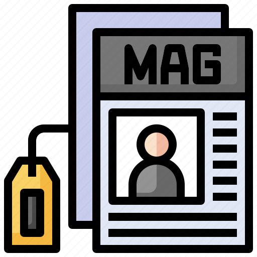 Magazine, label, subscription, communications, tag, journal icon - Download on Iconfinder