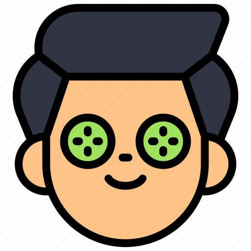 Cucumber, face, eye, relax, mask, man, skin icon - Download on Iconfinder