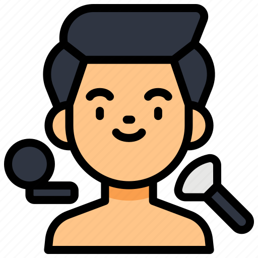 Makeup, cosmetic, brush, man, using, face, pocket icon - Download on Iconfinder